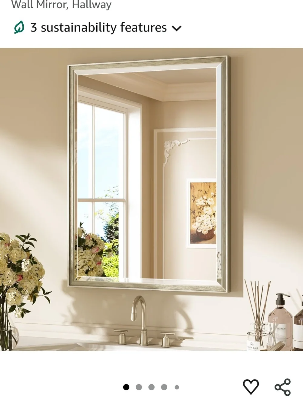 Framed Wall Mirror in Silver - Home Bath